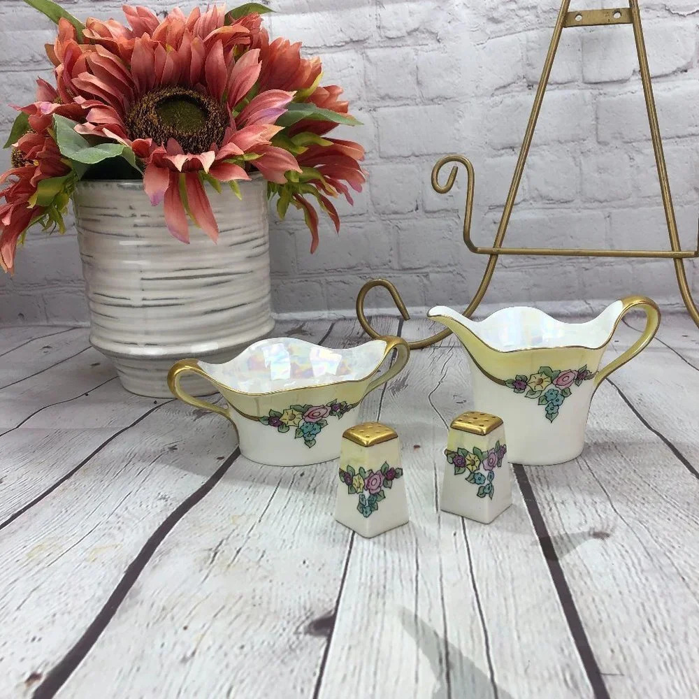 Vintage R S Germany silesia china sugar creamer salt and pepper set